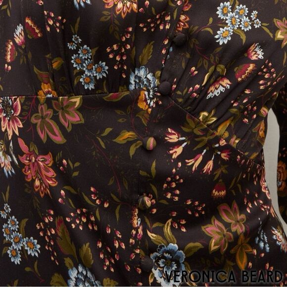 Veronica Beard **NWT** Terina Floral Stretch Silk Black Floral Multi Dress - Picture 10 of 11